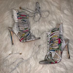 Colored snake skin heels